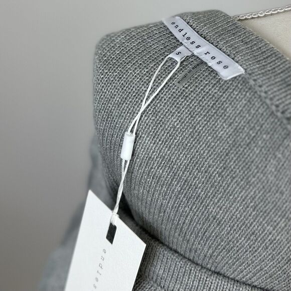 Endless Rose Sweater Romantic Ruffle Off Shoulder Tiered Sleeve Gray Small NWT - Picture 10 of 11